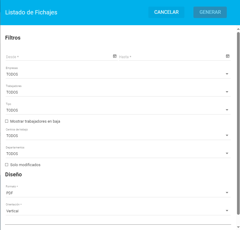 Informe listado de fichajes